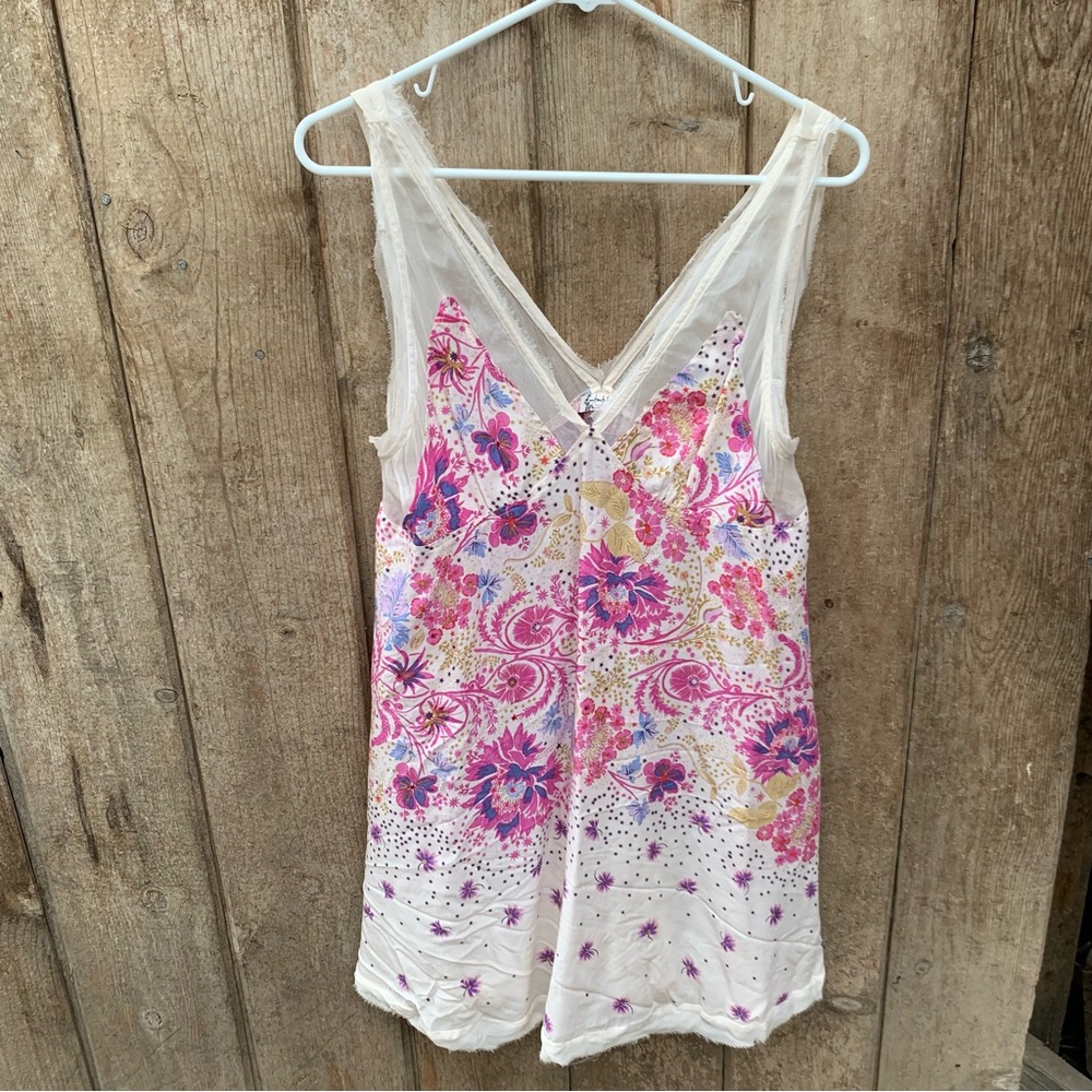Free People Intimately Lace Tunic Floral Small Dress / Top / Night Gown / Tank
